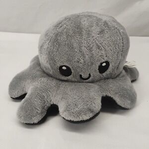 Mini Octopus Reversible Plush Grey/Black Happy/Sad  Stuffed Animal Tee Turtle